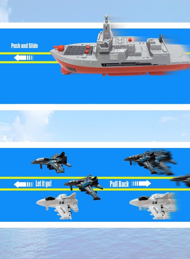 WASAiKA Military Naval Vessel Naval Ship with Launching Cruise Missile and Battle Ship Group, Small Scale Pull Back Fighter Jet, Ideal Present Army Toys Set for Kids Boys Girls - Image 5